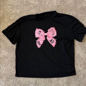 Black SHEIN Shirt with Pink Bow Design